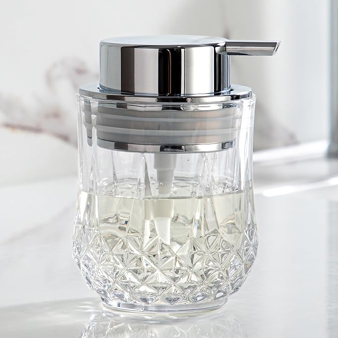 Glass Soap Dispenser, Bathroom Hand Liquid Soap Dispensers, Refillable Dish by Enra