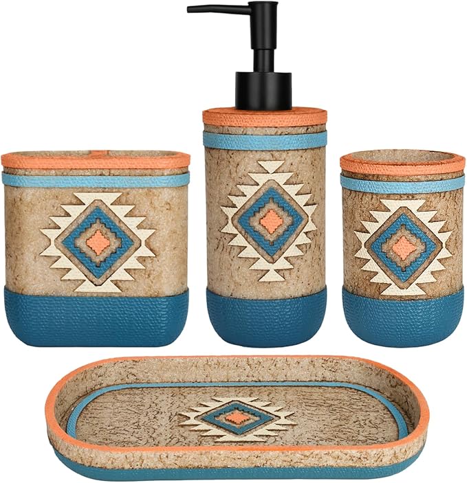 Bathroom Accessory Sets 4PCs Bathroom Set Complete Tribal Home Decor Southwest by Unknown