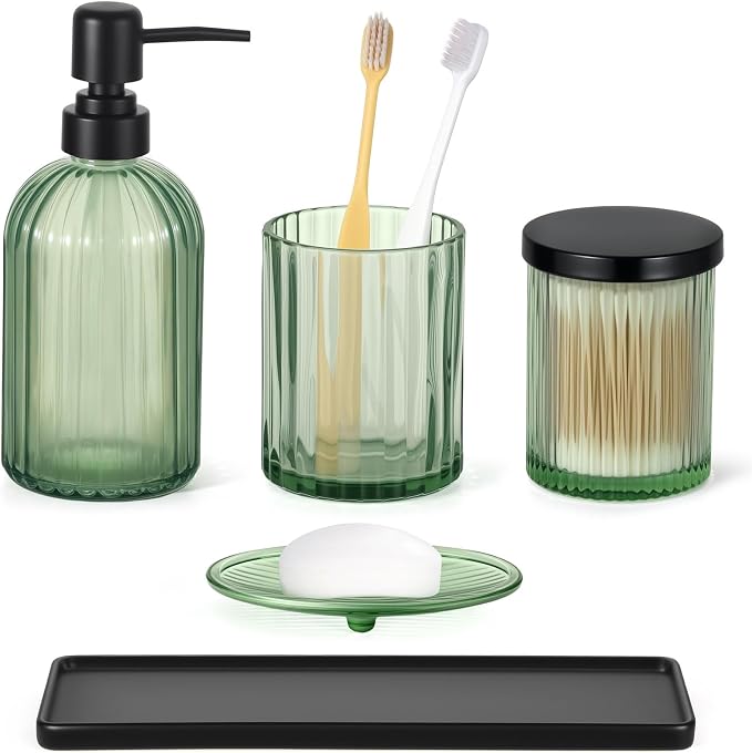 Shinowa Bathroom Accessories Set, Toothbrush Holder, Q-Tips Holder, Soap Dish by Shinowa