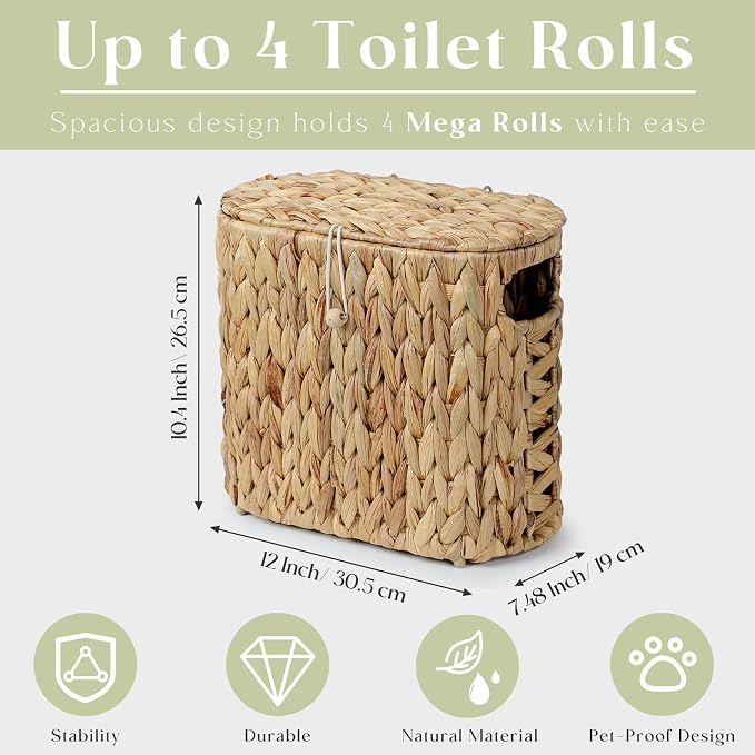 YANGQIHOME Toilet Paper Storage, Water Hyacinth Toilet Paper Storage - Image 3