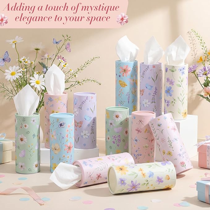 Outus 12 Pcs Floral Car Tissue Holder Cylinders - Image 4
