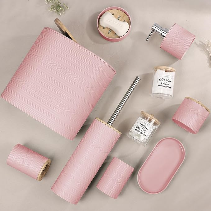 IMAVO Bathroom Accessory Set-11Pcs Pink Bathroom Accessories Set - Image 2