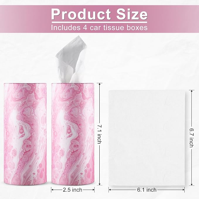 SINGARO Car Tissue Holder, 4 Pack Car Cup Holder Facial Tissues - Image 2