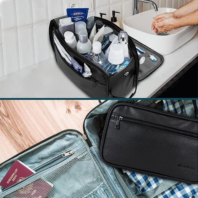 PAVILIA Toiletry Bag for Men, Travel Essentials Shaving Dopp Kit, Mens Travel - Image 6