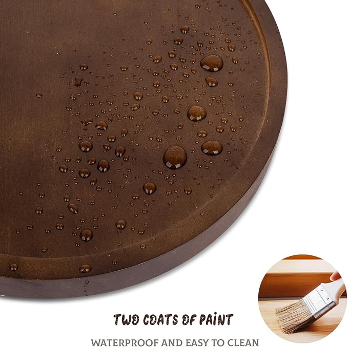 Round Decorative Tray Wood Bathroom Counter Organizer Farmhouse Kitchen Decor - Image 3