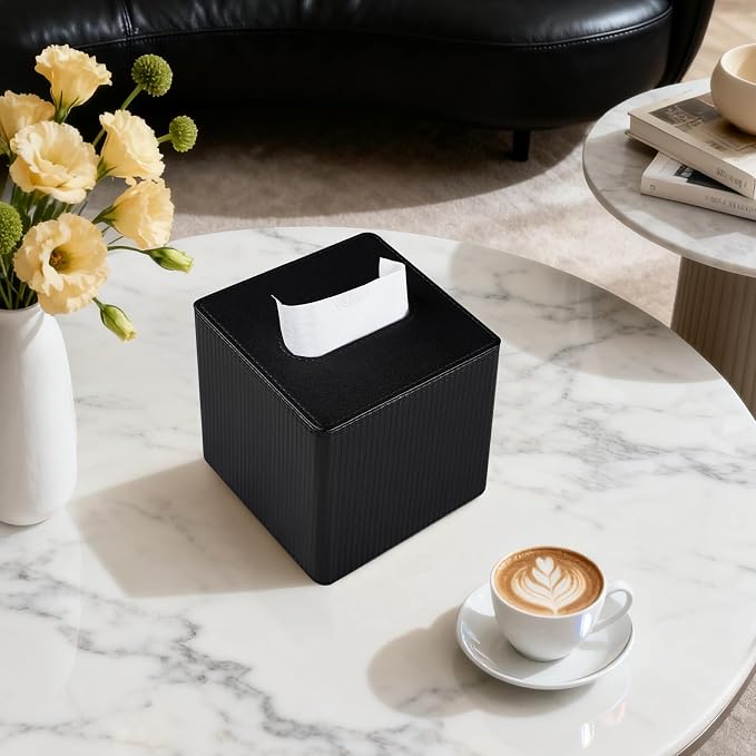 Tissue Box Cover Square with Magnetic Closure, PU Leather Tissue Box Holder - Image 6