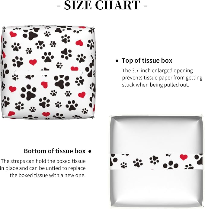 Dog Paw Cat Paw Heart Love Tissue Box Cover Square, Animal Puppy Footprints - Image 5