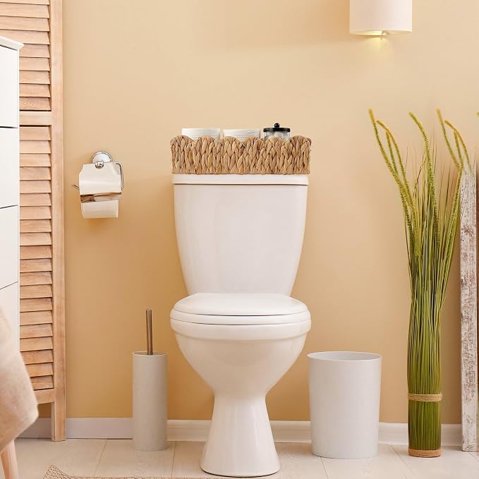 Toilet Paper Storage Basket Bathroom Counter Organizer Wicker Baskets - Image 3
