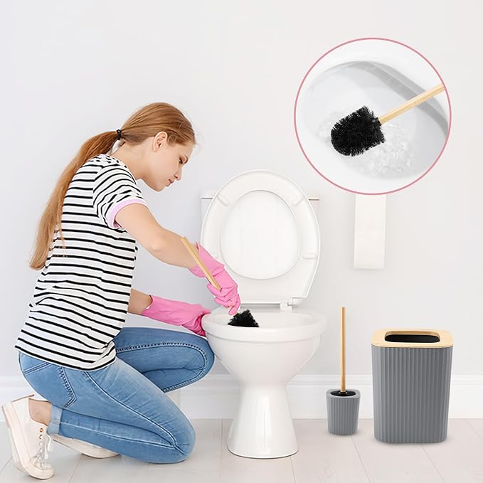 Grey Bathroom Accessories Set, 9 Piece Gray Bathroom Set, Bathroom Accessory - Image 4
