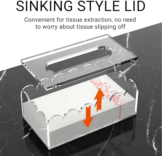 LUGUNU Clear Acrylic Tissue Box Cover Holder - Image 4