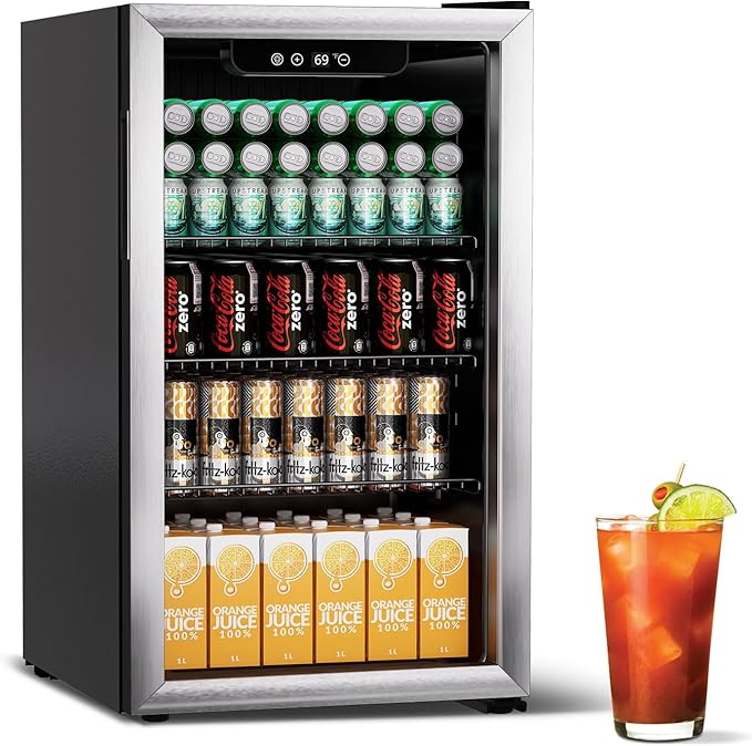 3.0 Cubic Feet/105 Can Beverage Refrigerator, 28 Inch Fridge by Erivess