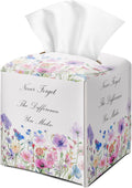 Vintage Floral Purple Tissue Box Cover Square by DOIUCRO