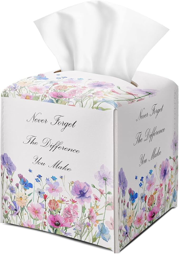Vintage Floral Purple Tissue Box Cover Square by DOIUCRO