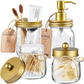 Amolliar Mason Jar Bathroom Accessories Set -Lotion Soap Dispenser & 2 Cotton by Amolliar