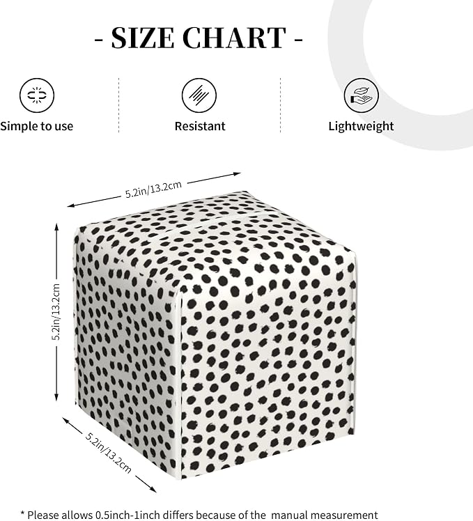 Polka Dot Black Circle Tissue Box Cover Square, Abstract Round Brush Strokes - Image 4