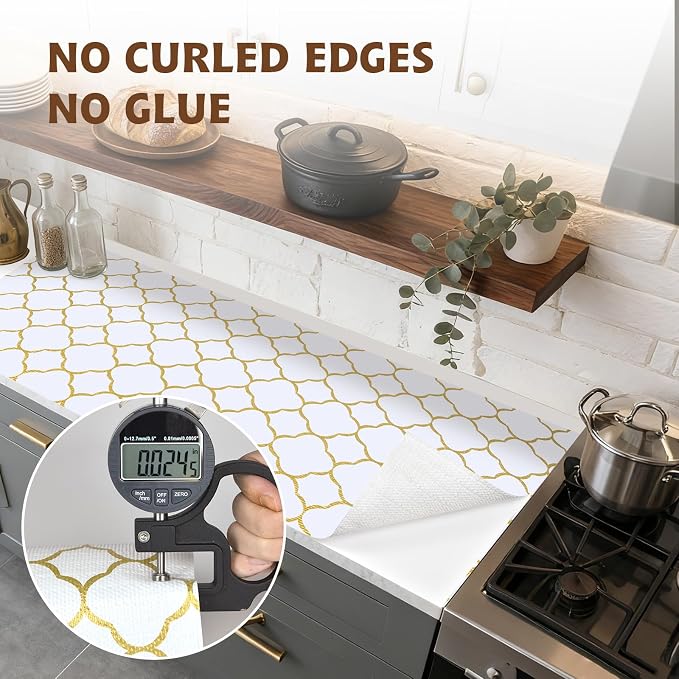 Shelf Liners for Kitchen Cabinets 12in x 30FT Non Adhesive Drawer Liner Gold - Image 8