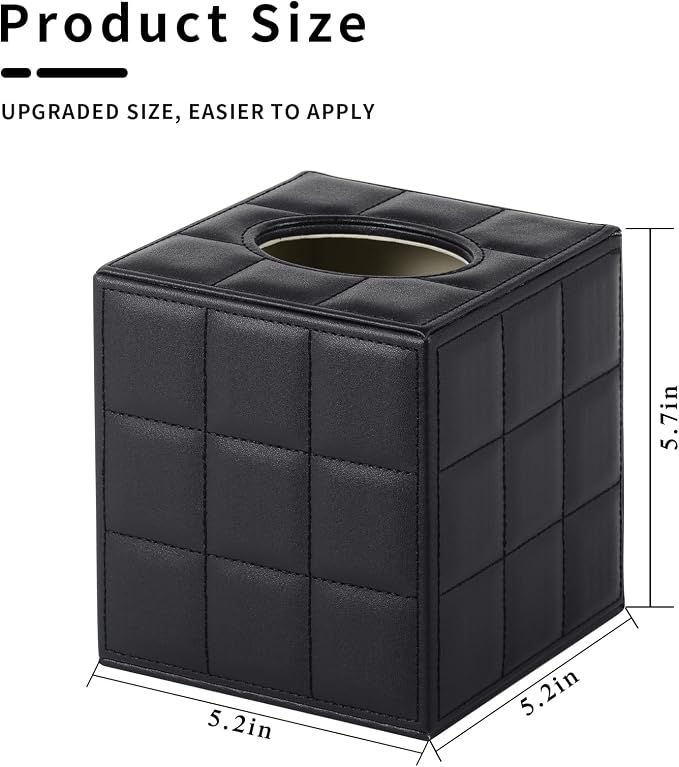 Tissue Box Cover Square Tissue Box Holder PU Leather Facial Organizer - Image 3