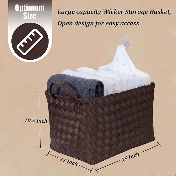 Handwoven Clothes Basket Laundry Hampers Large Wicker Storage Baskets - Image 5