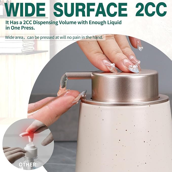 Bosilunlife Hand Soap Dispenser - 12oz Ceramic Soap Dispenser Bathroom - Image 2
