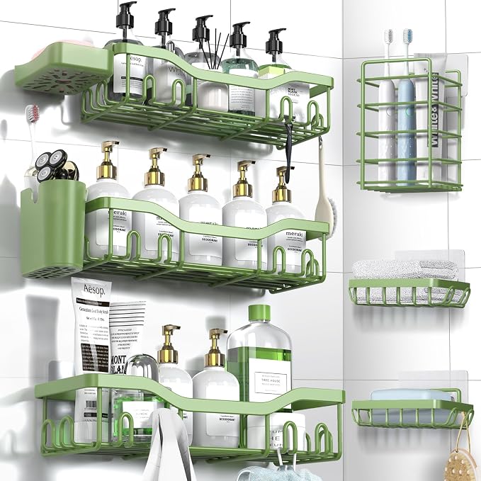 Shower Caddy Adhesive Shower Organizer 8-Pack, Rustproof Stainless Steel by OrganizeYourHomeEssentials