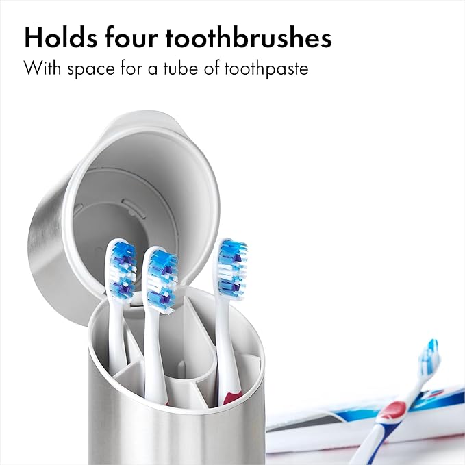 OXO Good Grips Stainless Steel Toothbrush Organizer, Bathroom Organizer and - Image 2