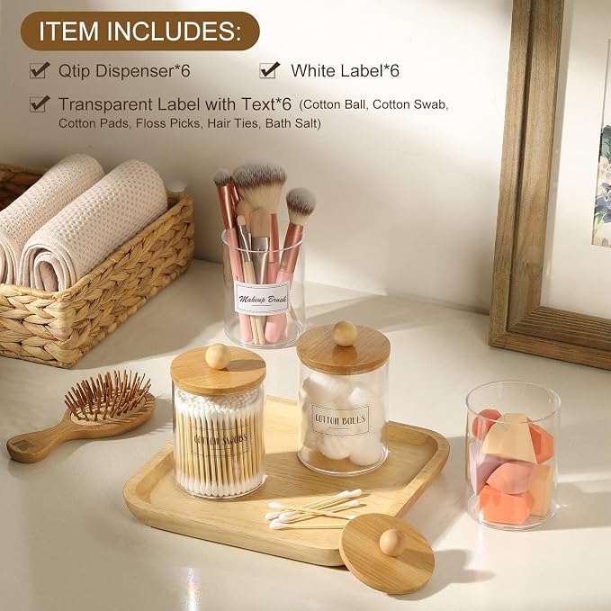 6-Pack Bamboo Qtip Holders - Image 2