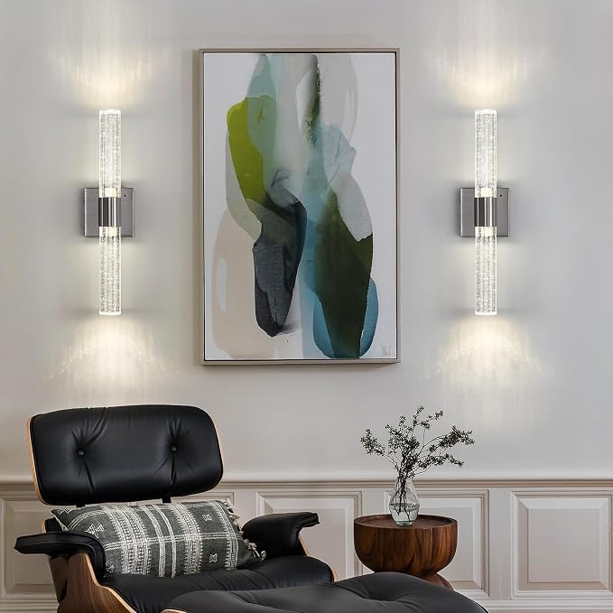 Wireless Wall Sconces Set of Two Battery Operated, 4000K Dimmable Crystal LED - Image 9