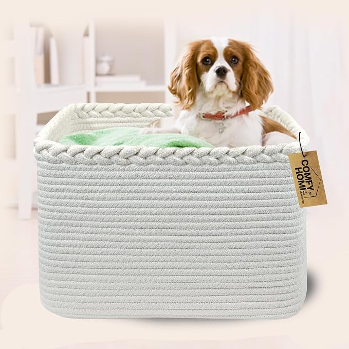 COMFY-HOMI Square Woven Cotton Rope Basket - Image 2