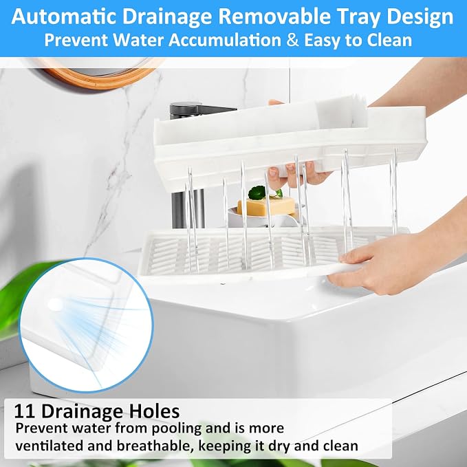Bathroom Counter Organizer, Large White Silicone Toothbrush Holders - Image 6