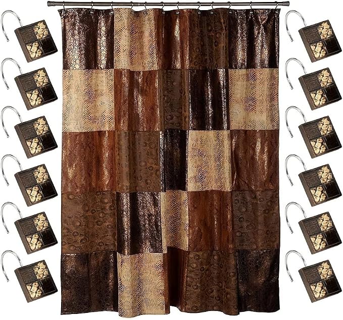 Zahari Home 13pc Zambia Animal Shower Curtain Set & Hooks by ZahariHome
