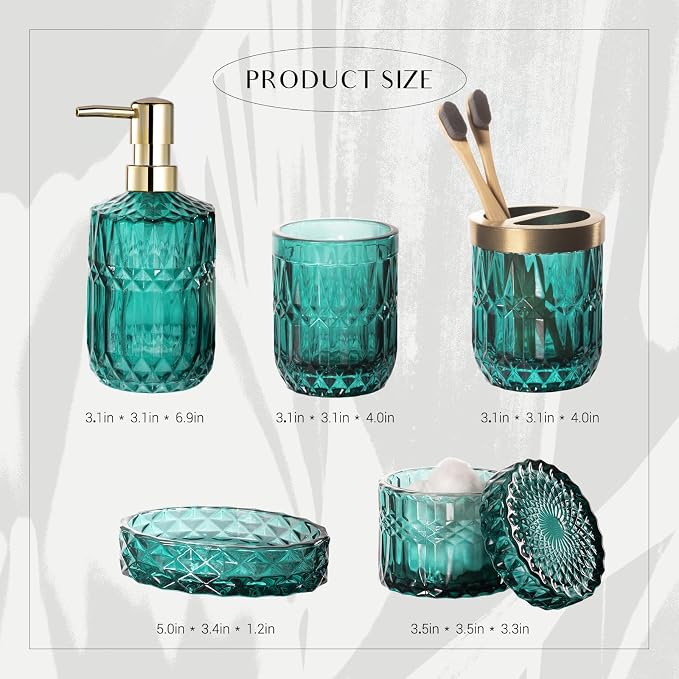 EMPO 6PCS Bathroom Clear Glass Accessories Set, Contemporary Modern Decor - Image 8