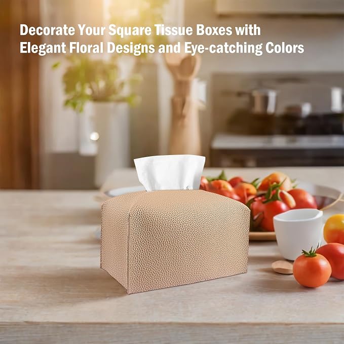 Tissue Box Cover PU Leather Tissue Holder Rectangle Facial Tissue Case Tissue - Image 2