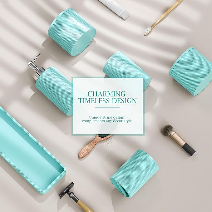 6-Piece Teal Blue Bathroom Set - Image 8