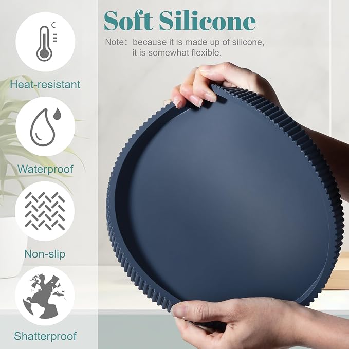 Silicone Bathroom Tray Round Kitchen Counter Organizer Decorative Vanity - Image 3