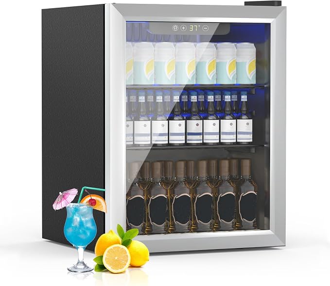 Beverage Refrigerator, 1.6 Cubic Feet/70 Can Fridge by Erivess