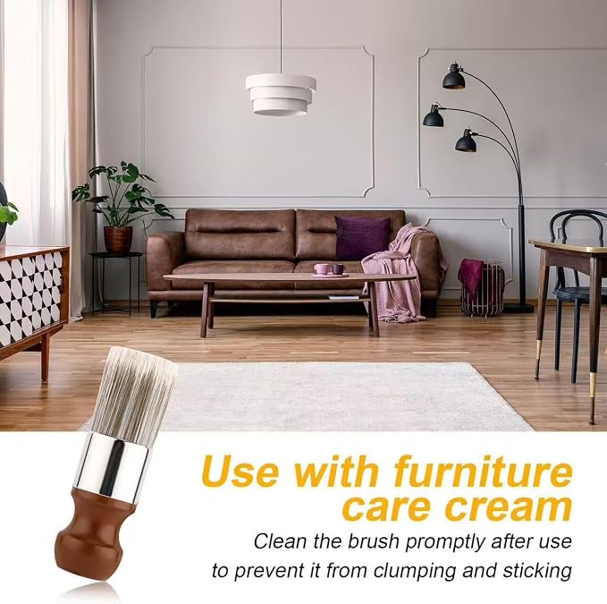 2pcs Furniture Salve Brush, Soft Bristles & Ergonomic Handle Leather and Wood - Image 3