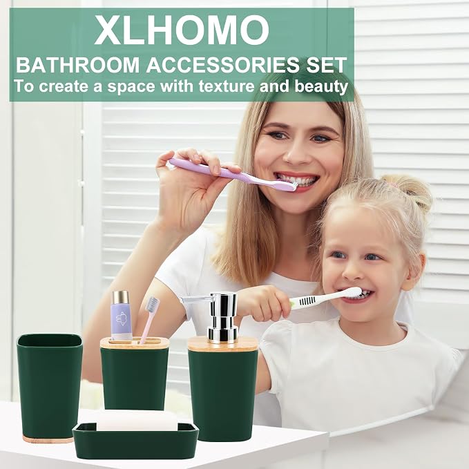 Bathroom Accessory Set 9 Piece Hunter Green Bathroom Set - Image 3