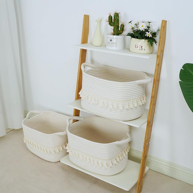 TeoKJ White Cotton Rope Baskets - Image 5