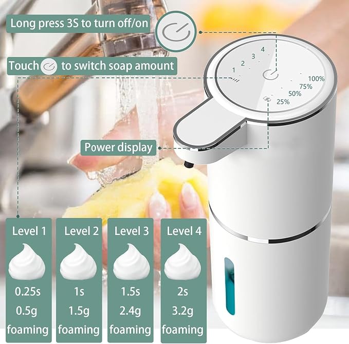2P Automatic Soap Dispenser, Touchless Foaming Soap Dispenser 400ml USB - Image 2