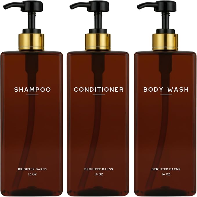 Amber Shampoo and Conditioner Dispenser Set by Brighter Barns by BrighterBarns