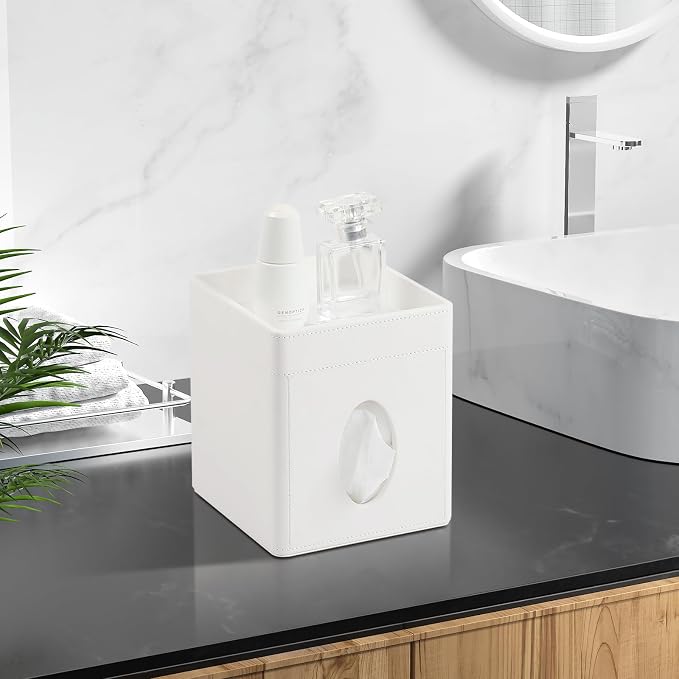 Tissue Box Cover, PU Leather Square Tissue Box Holder - Image 6