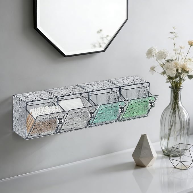 Qtip Holder Dispenser, Wall Mounted Plastic Cotton Pad Holder, Cotton Ball - Image 6