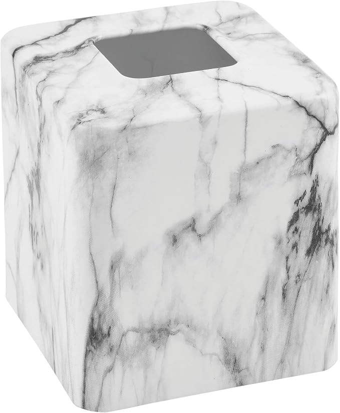 mDesign Metal Square Tissue Box Cover, Modern Facial Paper Holder - Image 6