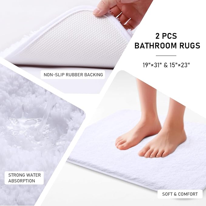 11PCS Bathroom Sets with Shower Curtain and Rugs Bathroom Accessories Set White - Image 3