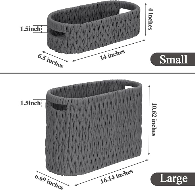 Boho Toilet Paper Storage Baskets, Cotton Rope Woven Bathroom Basket Set of 2 - Image 5