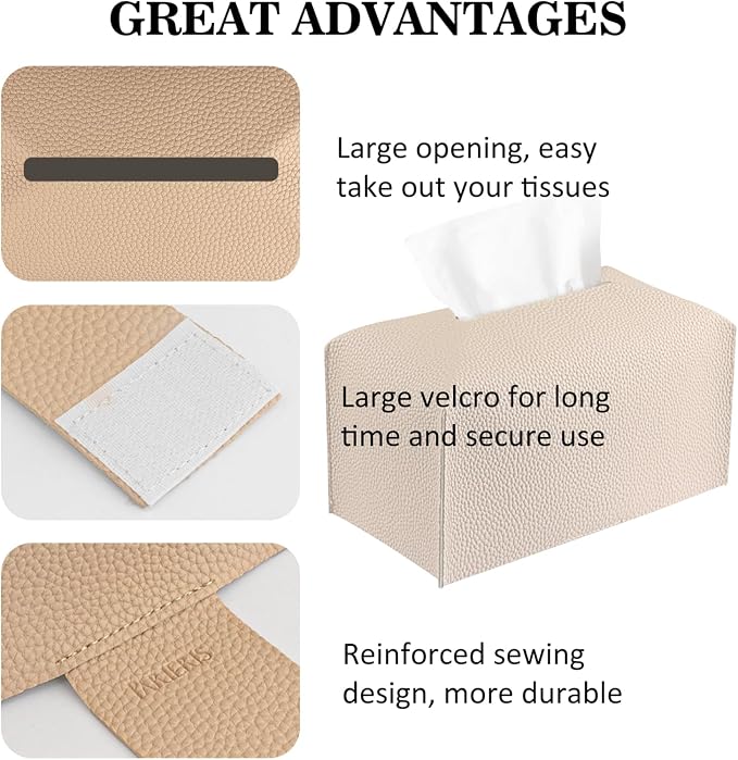 Tissue Box Cover PU Leather Tissue Holder Rectangle Facial Tissue Case Tissue - Image 4