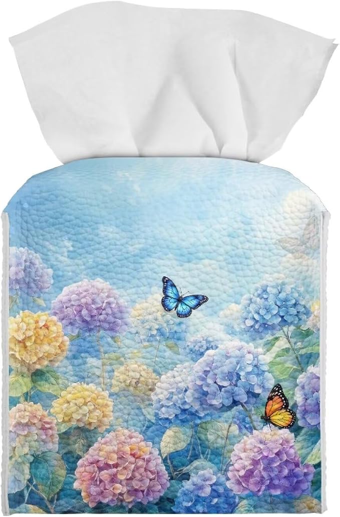 Butterflies Tissue Box Holder Stylish Waterproof PU Leather Square Tissue Box by Pzuqiu