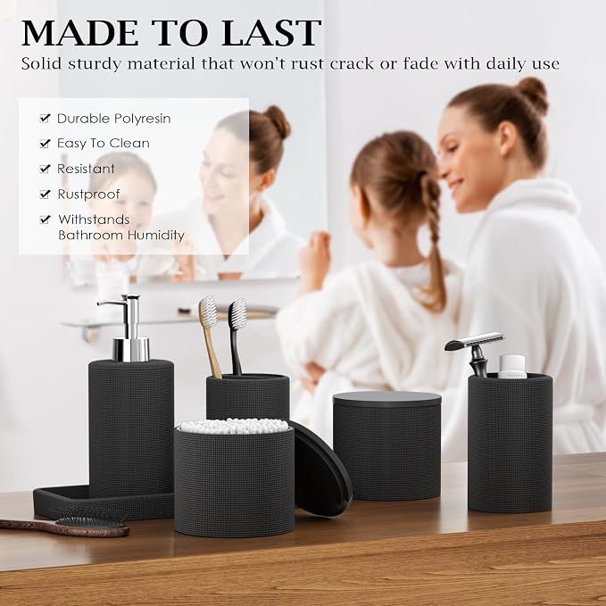 6-Piece Black Bathroom Set - Image 3