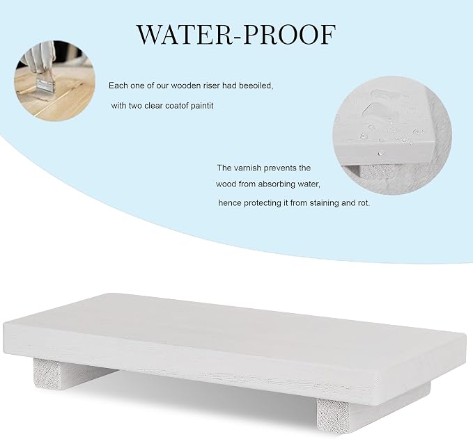zoocatia Small Wood Tray Pedestal Stand Farmhouse Bathroom Decor Decorative - Image 3