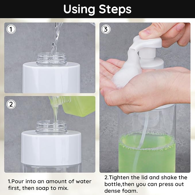 Segbeauty Foaming Soap Dispenser, 4 Packs 16.9oz Clear Plastic Foaming Pump - Image 4